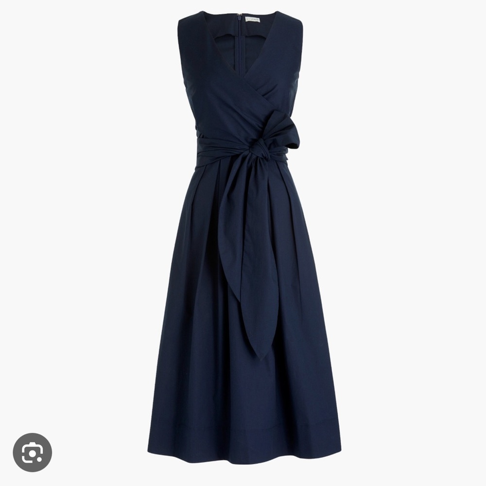 J Crew Factory V Neck Bow Wrap Shift Dress - Navy Blue
